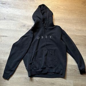 Black OBEY Hoodie Embroidered Logo Sz. SMALL